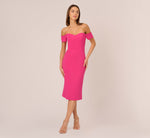 Off The Shoulder Midi Dress With Sweetheart Neckline In Brilliant Fuchsia 3