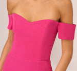 Off The Shoulder Midi Dress With Sweetheart Neckline In Brilliant Fuchsia 4