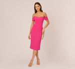 Off The Shoulder Midi Dress With Sweetheart Neckline In Brilliant Fuchsia 2