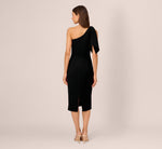 One Shoulder Midi Dress With Bow Accent In Black 6
