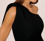 One Shoulder Midi Dress With Bow Accent In Black 5