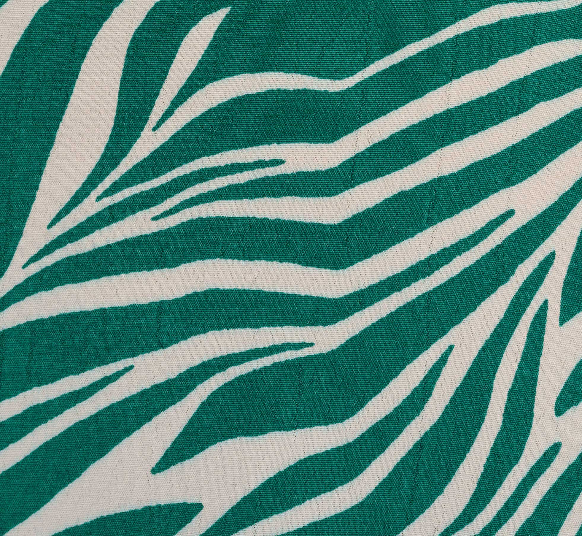 Printed Faux Wrap Dress With Bishop Long Sleeves In Green Ivory 1