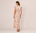 Floral Embroidered Maxi Dress With Sheer Flutter Sleeves In Blush Multi 5