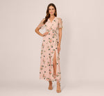 Floral Embroidered Maxi Dress With Sheer Flutter Sleeves In Blush Multi 2