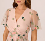 Floral Embroidered Maxi Dress With Sheer Flutter Sleeves In Blush Multi 3