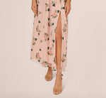 Floral Embroidered Maxi Dress With Sheer Flutter Sleeves In Blush Multi 4