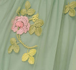 Floral Embroidered Maxi Dress With Sheer Flutter Sleeves In Sage Multi 6