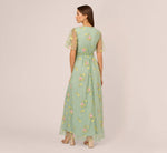 Floral Embroidered Maxi Dress With Sheer Flutter Sleeves In Sage Multi 5