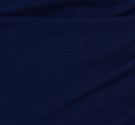 Short Sleeve Draped Midi Dress With Notched Neckline In Navy Sateen 6