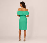 Ruffle Popover Midi Dress With Chain Halter Neckline In Flora Green 5