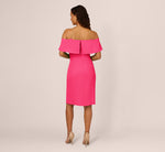 Ruffle Popover Midi Dress With Chain Halter Neckline In Electric Pink 5