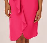 Ruffle Popover Midi Dress With Chain Halter Neckline In Electric Pink 4
