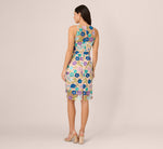Multicolor Floral Embroidered Halter Midi Dress In Blue Multi 4