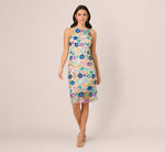 Multicolor Floral Embroidered Halter Midi Dress In Blue Multi 3