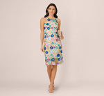 Multicolor Floral Embroidered Halter Midi Dress In Blue Multi 2