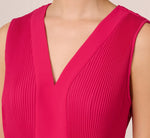 Sleeveless Pleated Dress With Self Tie Waist In Hot Pink 3