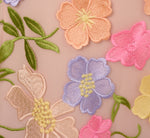 Floral Embroidered Flounce Dress With Sheer Short Sleeves In Nude Multi 7