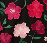 Floral Embroidered Flounce Dress With Sheer Short Sleeves In Black Berry 6