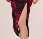 Floral Print Jersey Ankle Length Dress With Draped Details In Black Pink Multi 4