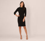 Three Quarter Sleeve Crepe Midi Dress With Rolled Neck In Black 7