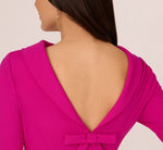 Three Quarter Sleeve Crepe Midi Dress With Rolled Neck In Pink Flambe 4