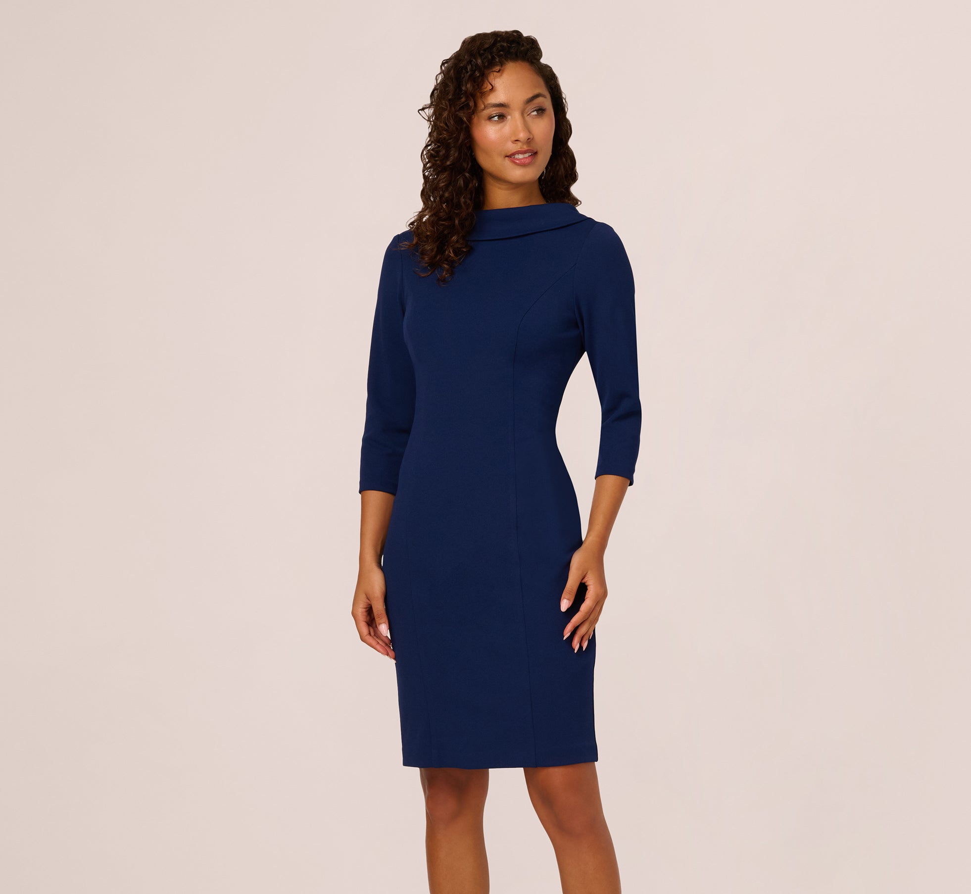 adrianna papell bodycon dress Crepe Sheath In Navy Sateen at Nordstrom, Size 16 Sunray Pleats Size:2XL ( UK 16-18 ) this dress will emphasize Vintage Gunne Sax Dress