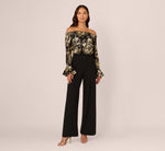 Lace And Crepe Jumpsuit In Black Gold 3