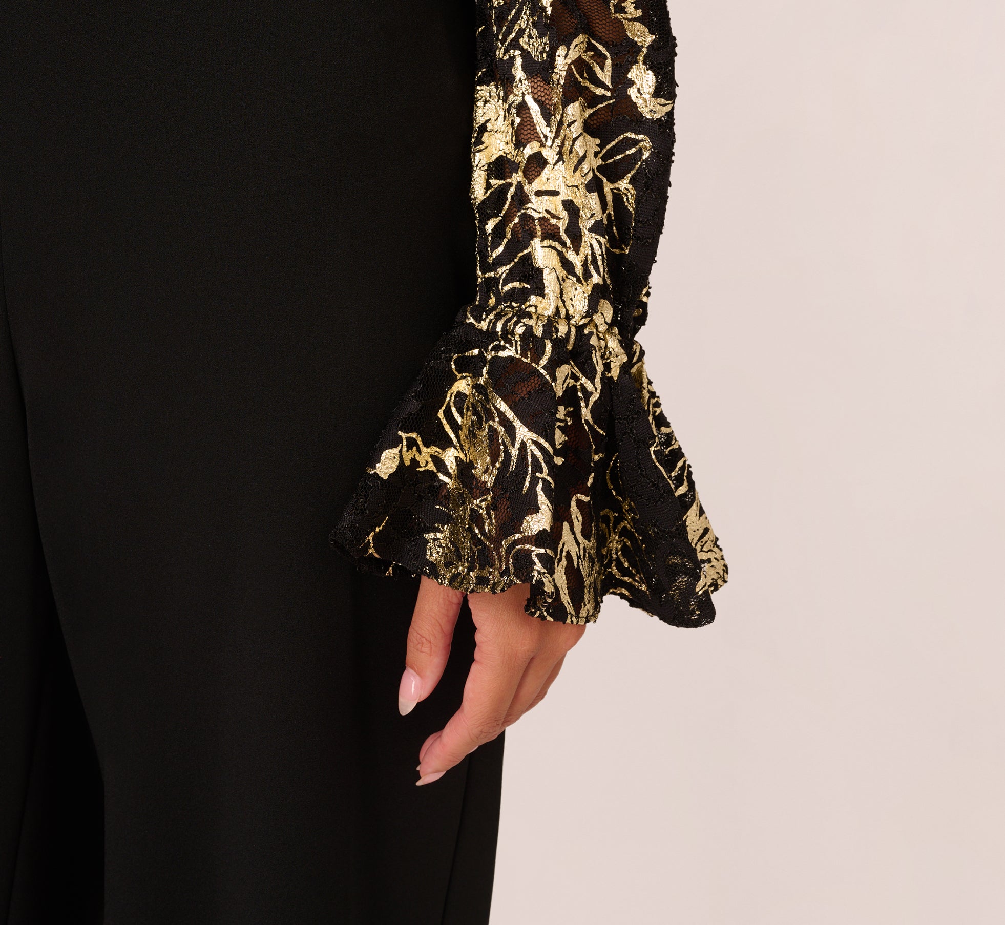 Black Lace And Crepe Jumpsuit
