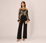 Lace And Crepe Jumpsuit In Black Gold 2