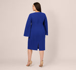 Plus Size Knit Crepe Jewel Short Dress In Royal Sapphire 5