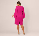 Plus Size Knit Crepe Jewel Short Dress In Berry Rose 5
