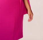 Plus Size Knit Crepe Jewel Short Dress In Berry Rose 4