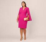 Plus Size Knit Crepe Jewel Short Dress In Berry Rose 1