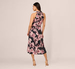 Floral Print Halter Midi Dress With Mock Neckline In Black Multi 5