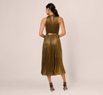 Halter Pleated Metallic Dress In Gold 6
