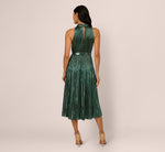 Halter Pleated Metallic Dress In Green Black 6