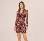 Crinkle Foil Wrap Dress In Fuchsia Gold 3