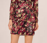 Crinkle Foil Wrap Dress In Fuchsia Gold 5
