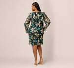 Plus Size Crinkle Foil Wrap Dress In Teal Sapphire Gold 5