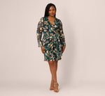 Plus Size Crinkle Foil Wrap Dress In Teal Sapphire Gold 7