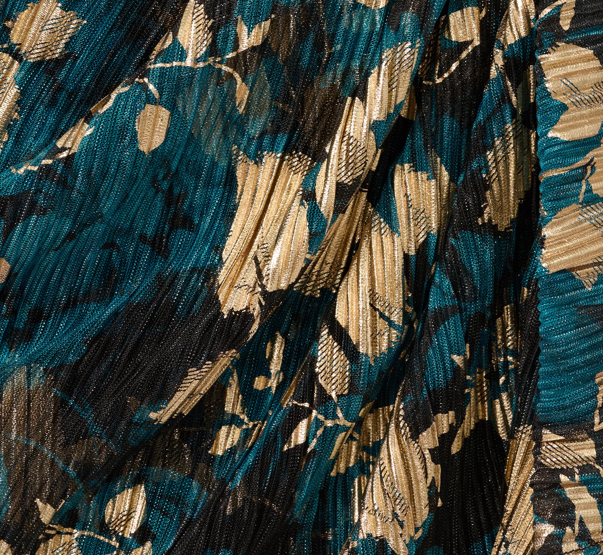 Teal Sapphire Gold Crinkle Foil Wrap Dress - Adrianna Papell Teal Sapphire Gold Crinkle Foil Wrap Dress - Adrianna Papell