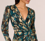 Crinkle Foil Wrap Dress In Teal Sapphire Gold 3