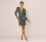 Crinkle Foil Wrap Dress In Teal Sapphire Gold 7