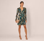Crinkle Foil Wrap Dress In Teal Sapphire Gold 1