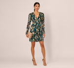 Crinkle Foil Wrap Dress In Teal Sapphire Gold Crinkle Foil Wrap Dress In Teal Sapphire Gold