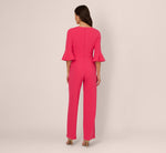 Knit Crepe Wide Leg Jumpsuit With Bell Sleeves In Camellia 5