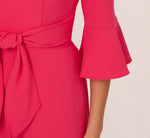 Knit Crepe Wide Leg Jumpsuit With Bell Sleeves In Camellia 3