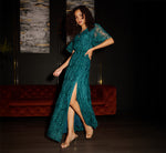 Embroidered Lace Maxi Dress In Hunter 7