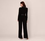 Petite Jersey Wide Leg Tuxedo Jumpsuit With Charmeuse Details In Black 5