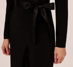 Jersey Wide Leg Tuxedo Jumpsuit With Charmeuse Details In Black 3